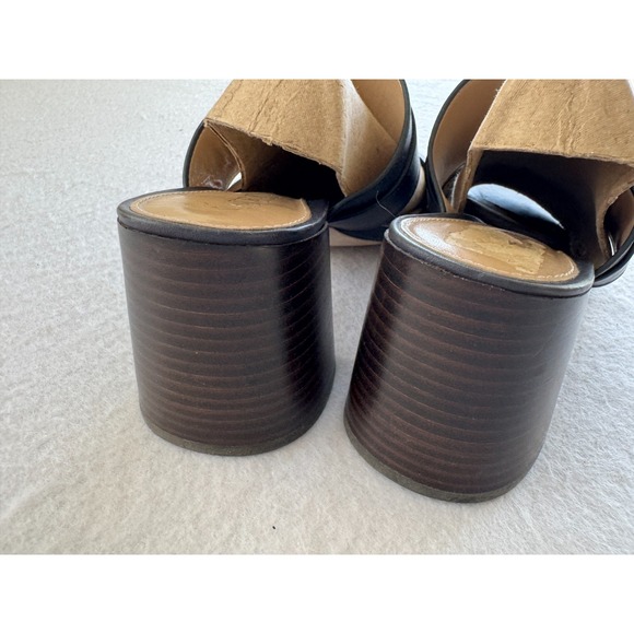 Lauren Ralph Lauren Womens FARIE II Heel Sandal Navy Stack Block Heel 7.5B Slide - Picture 7 of 16